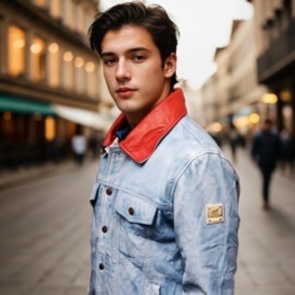 AMJ Lloyd Denim Style  Leather Jacket - Picture 1 of 6